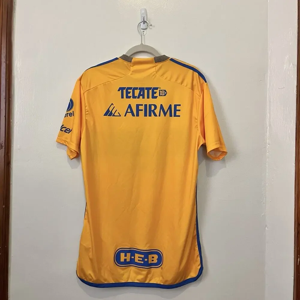 2023 Adidas Monterrey Tigres UANL Home Yellow Blue Soccer Jersey Cemex Rare Sz L